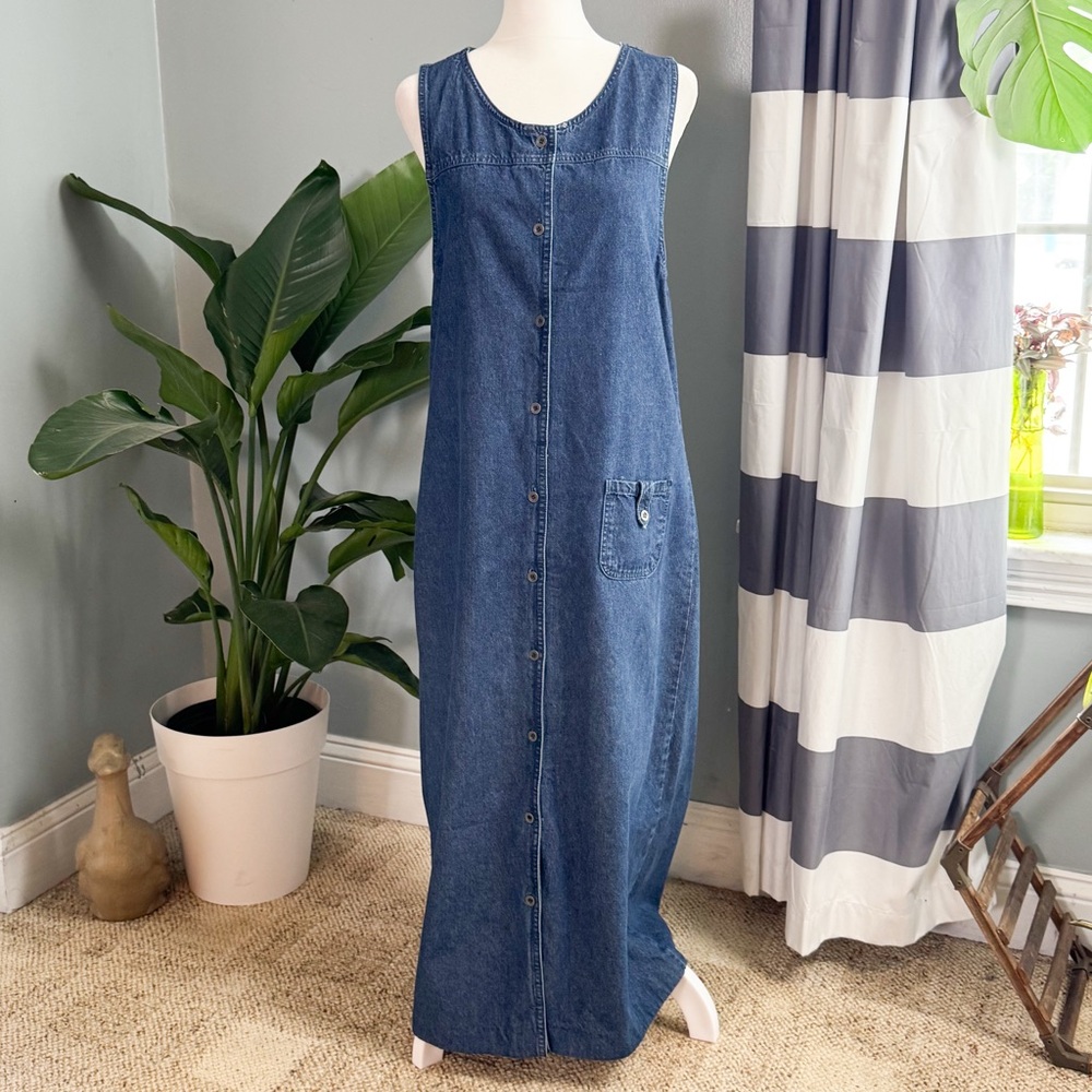 Vintage 90s Denim Button Down Jumper Dress Size Small - Picture 8 of 8